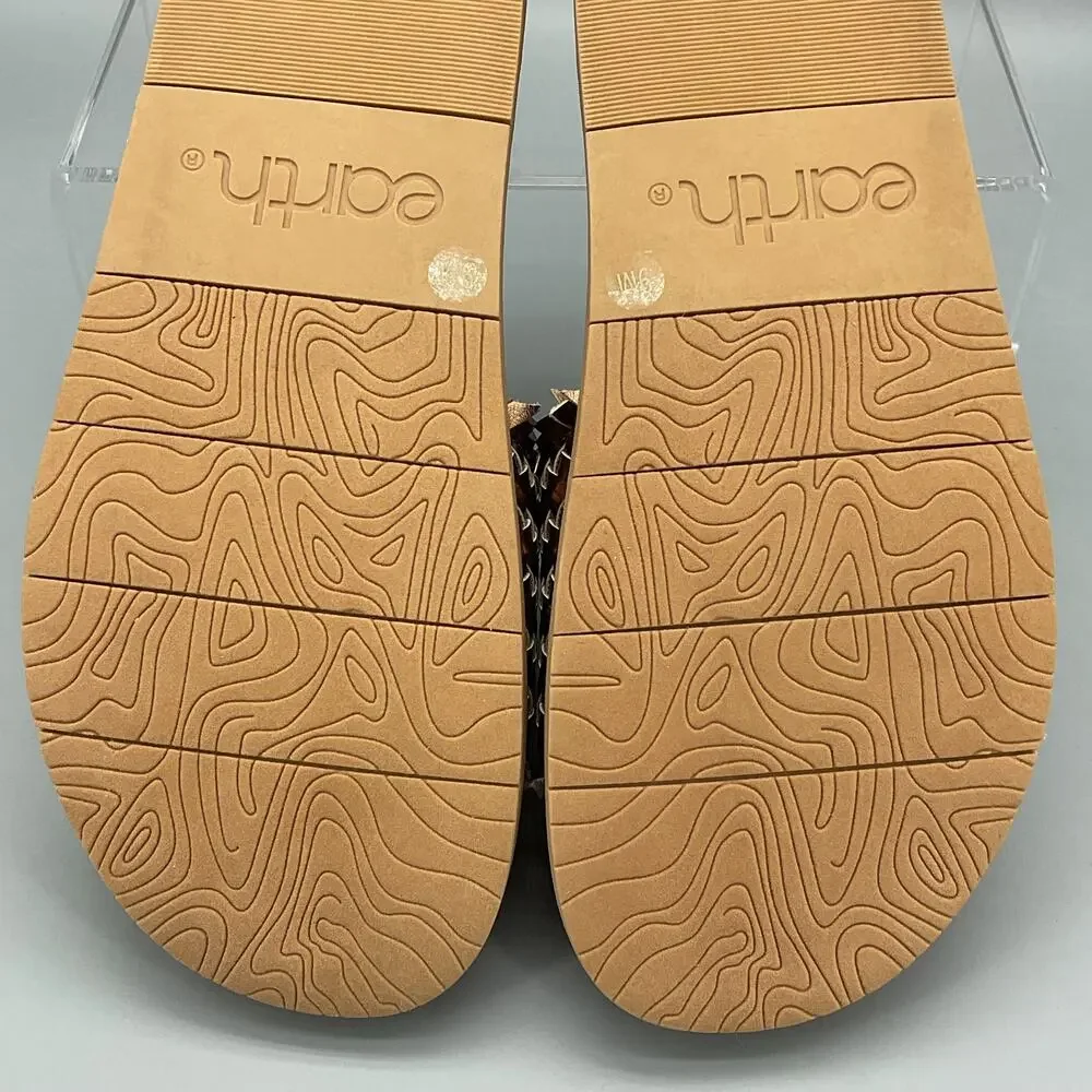 NEW earth Women’s Fontane Woven Flat Sandals Gold Size 9M